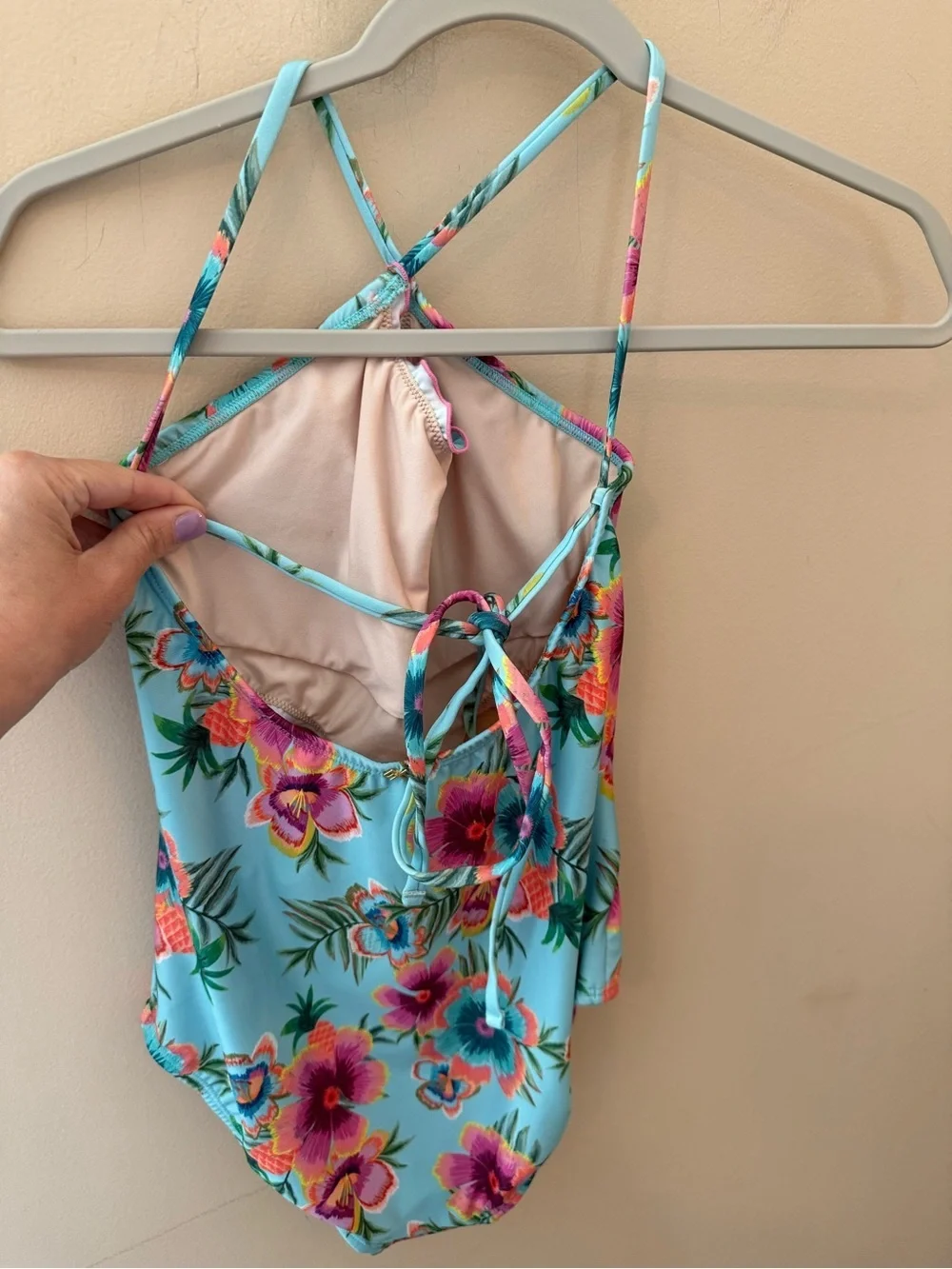 PQ Kids Turquoise Junie Side Cut Out One Piece Swimsuit size 14/16 NWT